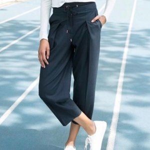 Kit and Ace West Coast Fit Drawstring Silk Blend Trousers Navy and Black size 8